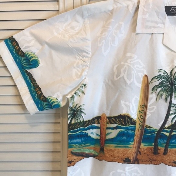 Favant men Hawaiian shirt Mamoth Pe'ahi Jaws Wave Surfboard 100% cotton large - Picture 6 of 10